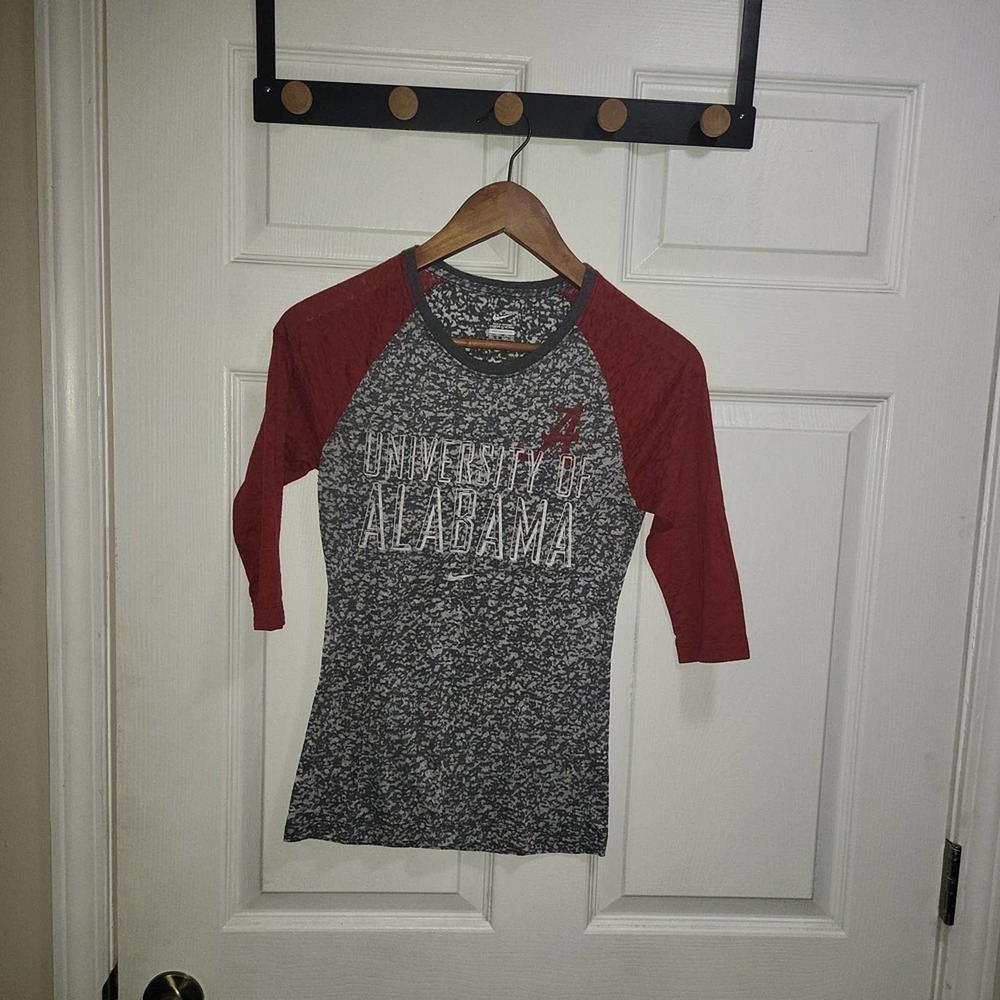 Alabama Crimson Tide RED Logo 3/4 Sleeve burnout T-Shirt X Small #041